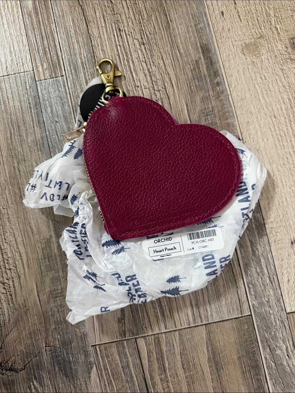 Portland Leather Heart Pouch Keychain